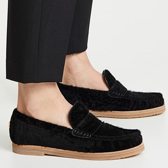 Stuart Weitzman Black Fur Loafers - Picture 1 of 9